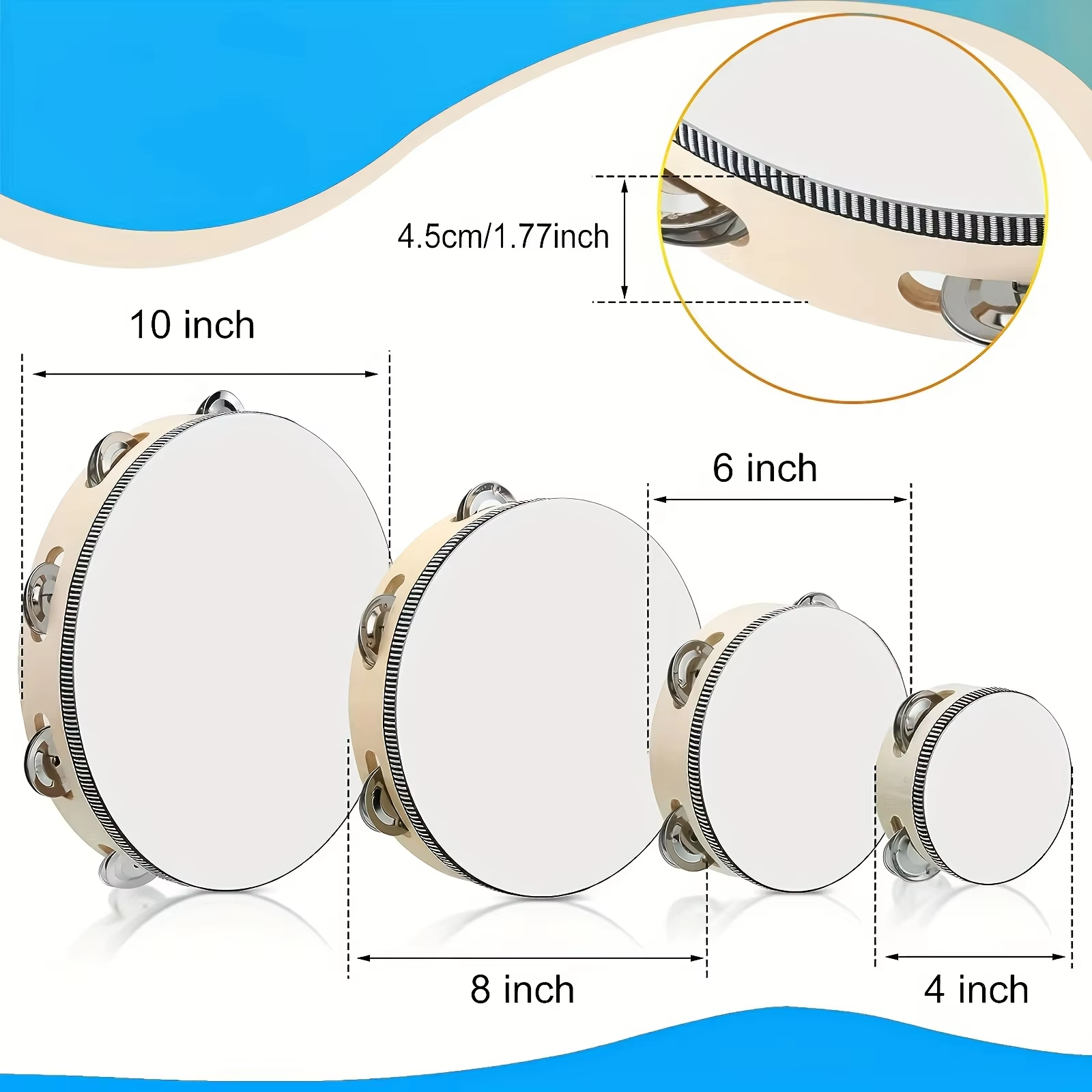 4/ 6inch Hand Tambourine, Meta - Musical Instrument Games recension och pris
